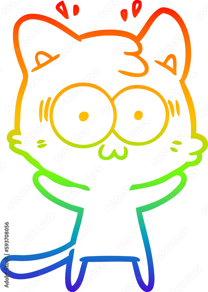 rainbow gradient line drawing cartoon surprised cat rainbow gradient line drawing cartoon surprised cat