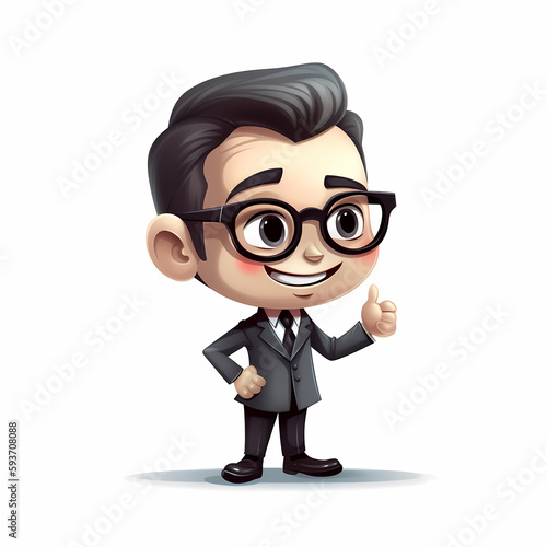 Business Man Happy 3D. Generative AI