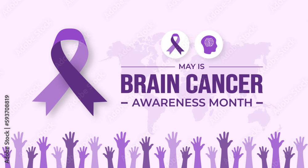 Brain Cancer Awareness Month or banner design template celebrated in may