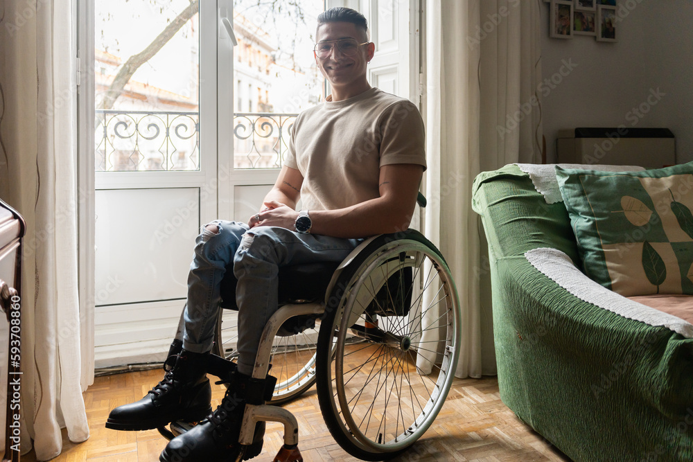Portrait Of A Happy Young Man With A Disability Portrait Of A Happy Young Man With A Disability