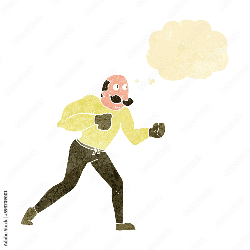 Fototapeta premium cartoon retro boxer man with thought bubble