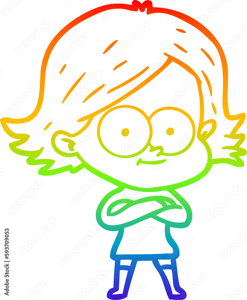 rainbow gradient line drawing happy cartoon girl rainbow gradient line drawing happy cartoon girl