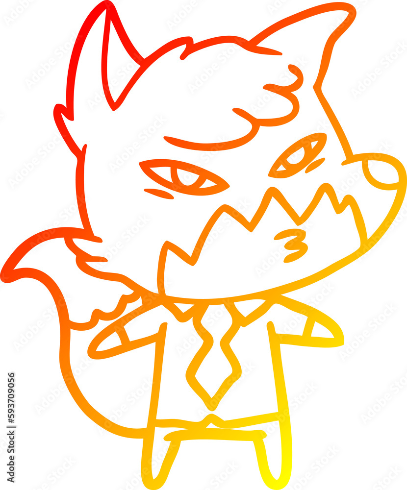warm gradient line drawing clever cartoon fox warm gradient line drawing clever cartoon fox