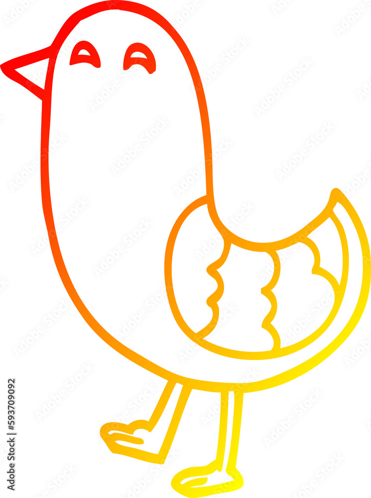 Fototapeta premium warm gradient line drawing cartoon red bird