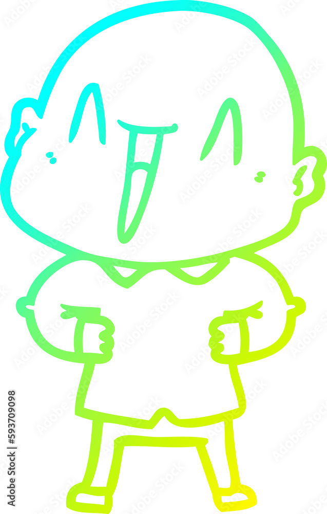 cold gradient line drawing happy cartoon bald man cold gradient line drawing happy cartoon bald man