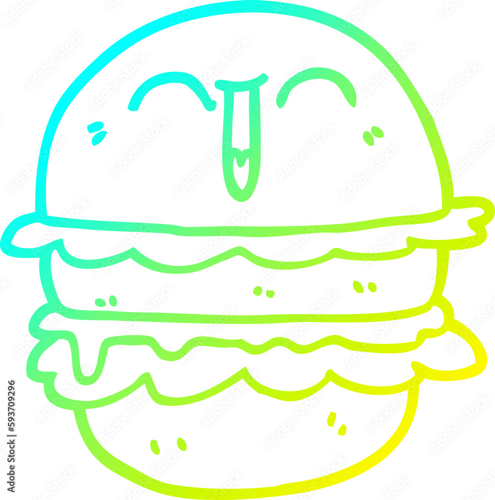 cold gradient line drawing cartoon burger cold gradient line drawing cartoon burger