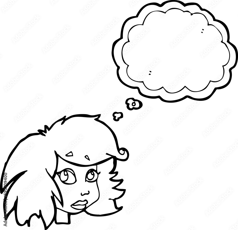 thought bubble cartoon female face thought bubble cartoon female face