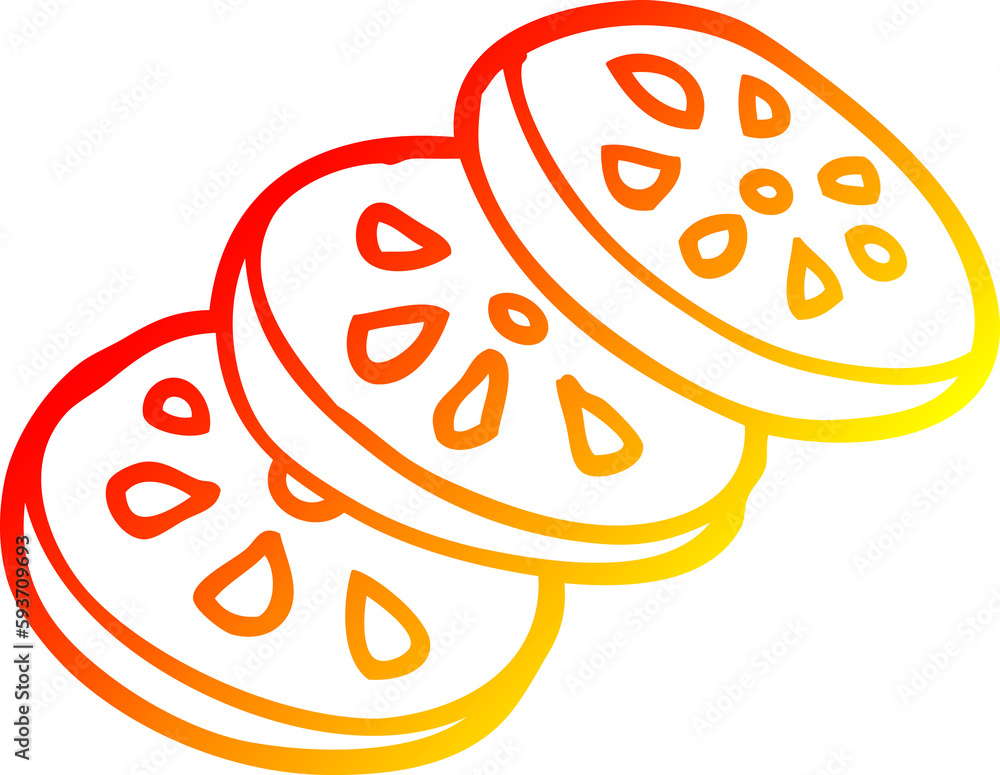 warm gradient line drawing cartoon sliced tomato warm gradient line drawing cartoon sliced tomato