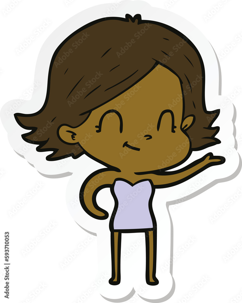Fototapeta premium sticker of a cartoon friendly girl