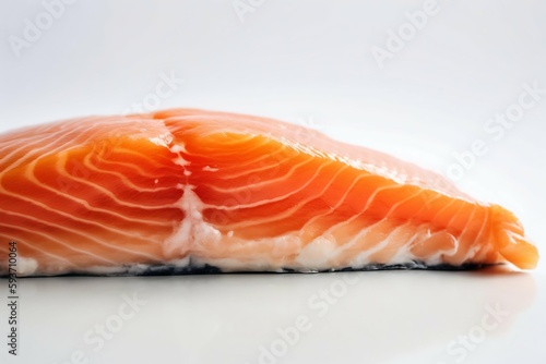 Fresh Salmon Fillet on White Background. Generative ai