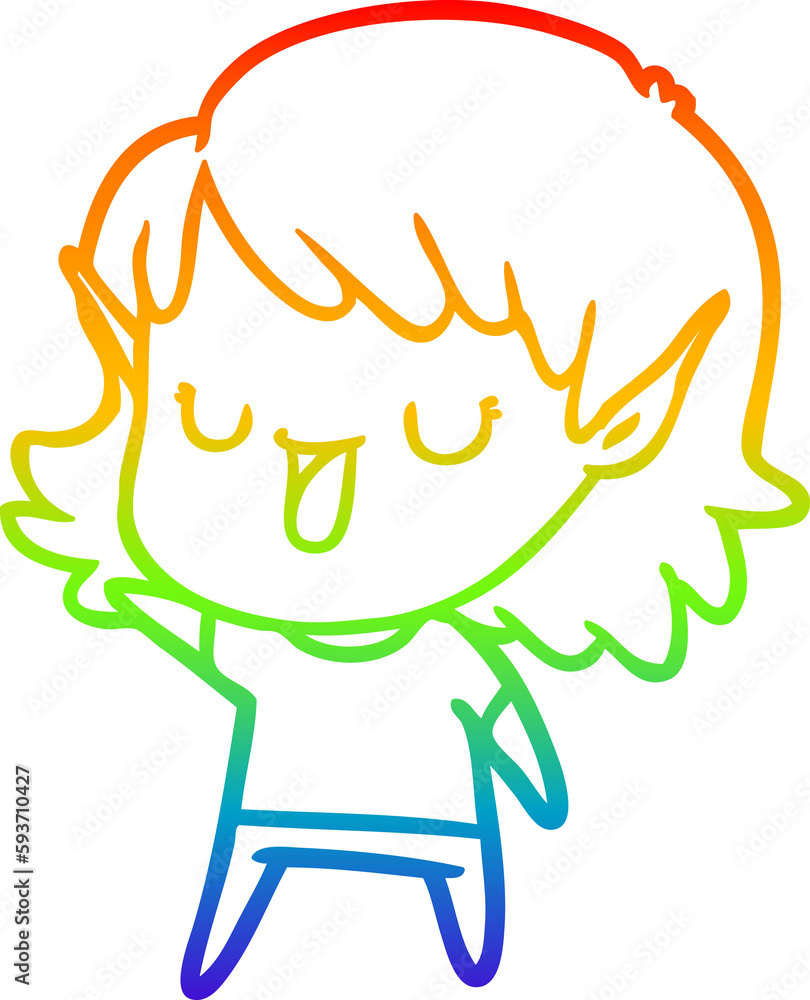rainbow gradient line drawing cartoon elf girl rainbow gradient line drawing cartoon elf girl