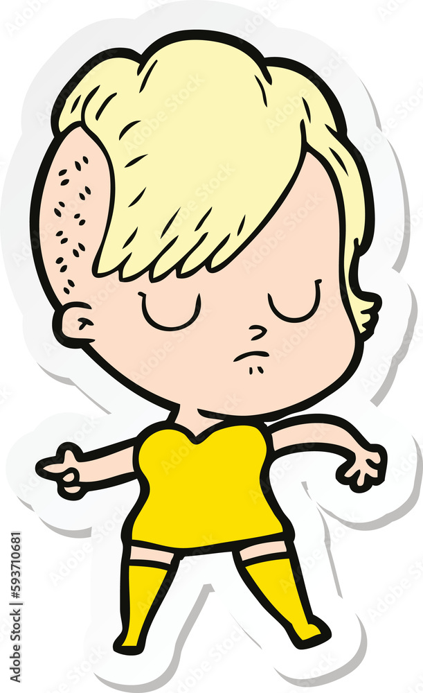 sticker of a cartoon woman sticker of a cartoon woman