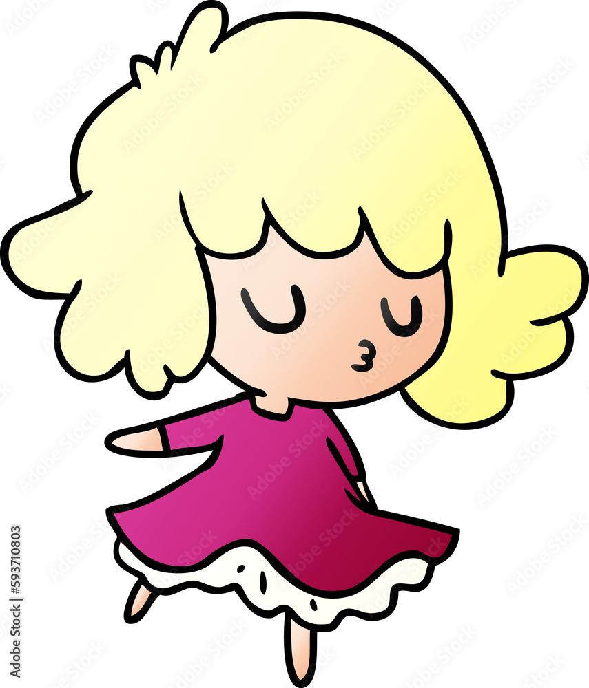 Obraz premium gradient cartoon of a cute kawaii girl