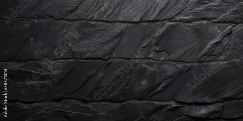 Abstract dark grey black slate background or texture. Close-up. Dark grey black rock backdrop, generative ai