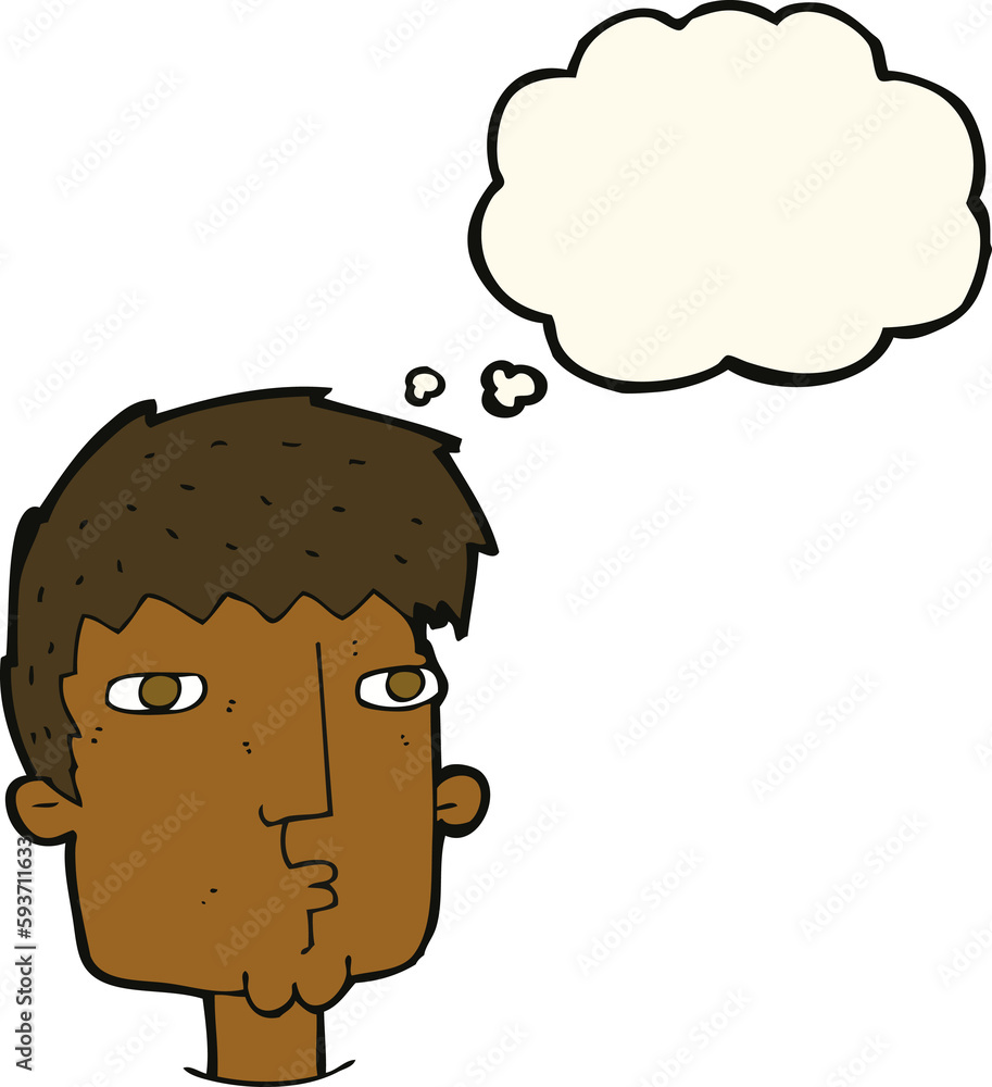 cartoon curious man with thought bubble cartoon curious man with thought bubble