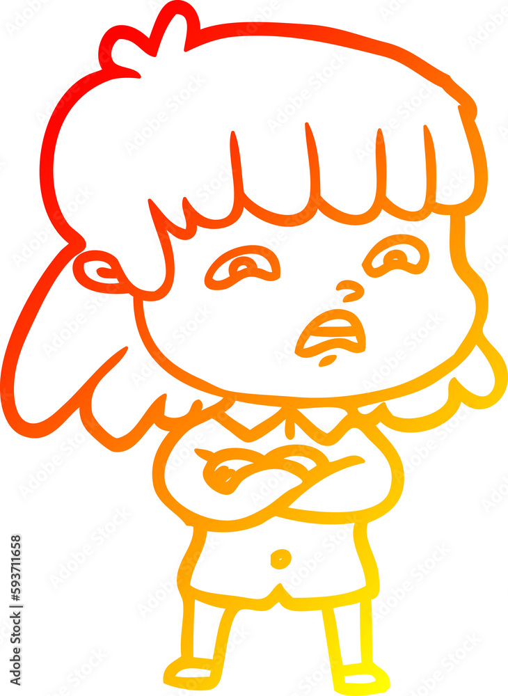 warm gradient line drawing cartoon worried woman warm gradient line drawing cartoon worried woman