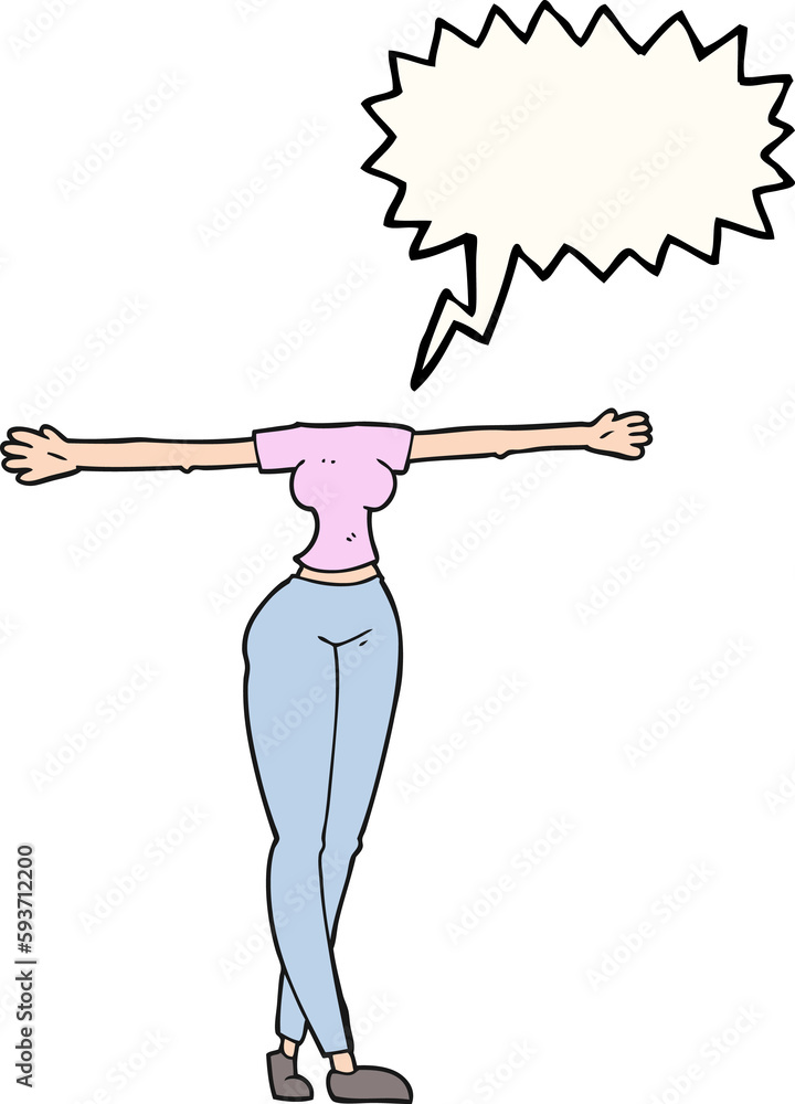 speech bubble cartoon female body with wide arms speech bubble cartoon female body with wide arms