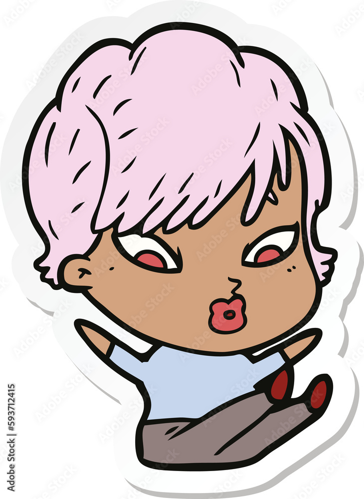 sticker of a cartoon woman