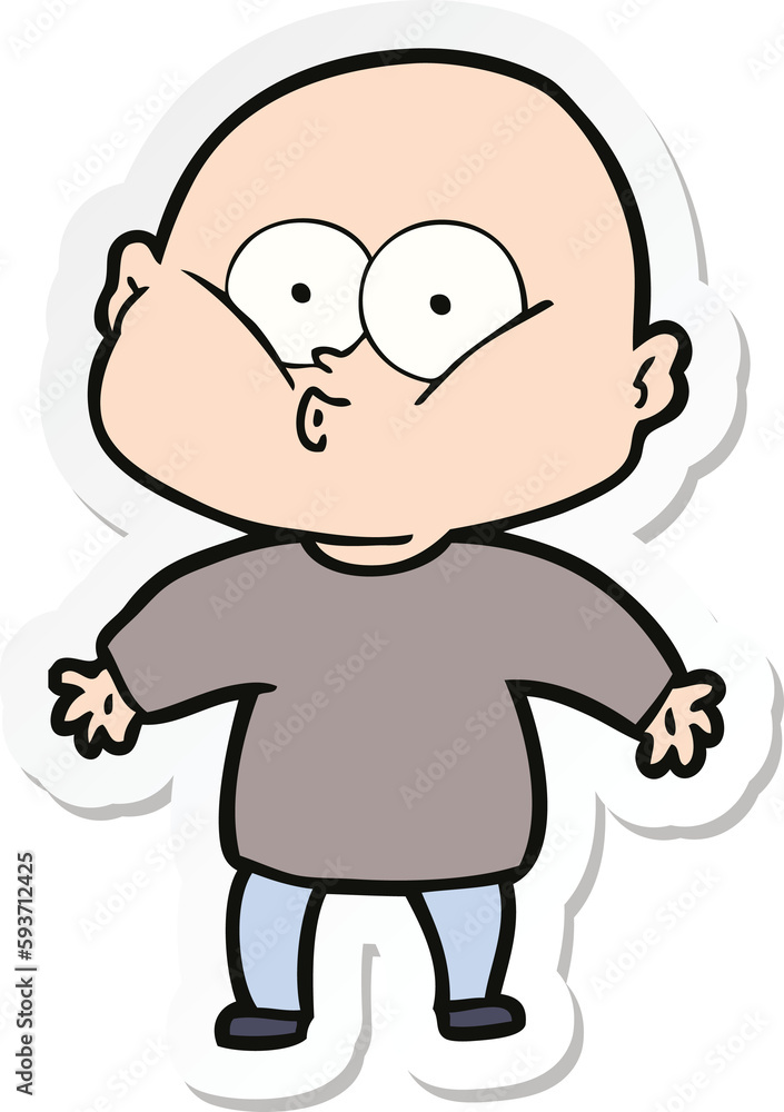 sticker of a cartoon bald man staring sticker of a cartoon bald man staring