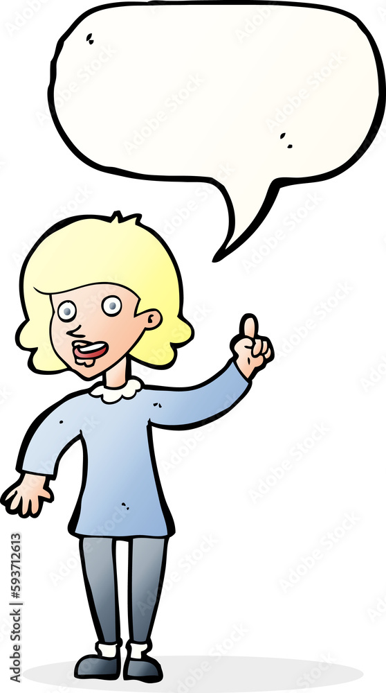 cartoon woman with idea with speech bubble cartoon woman with idea with speech bubble