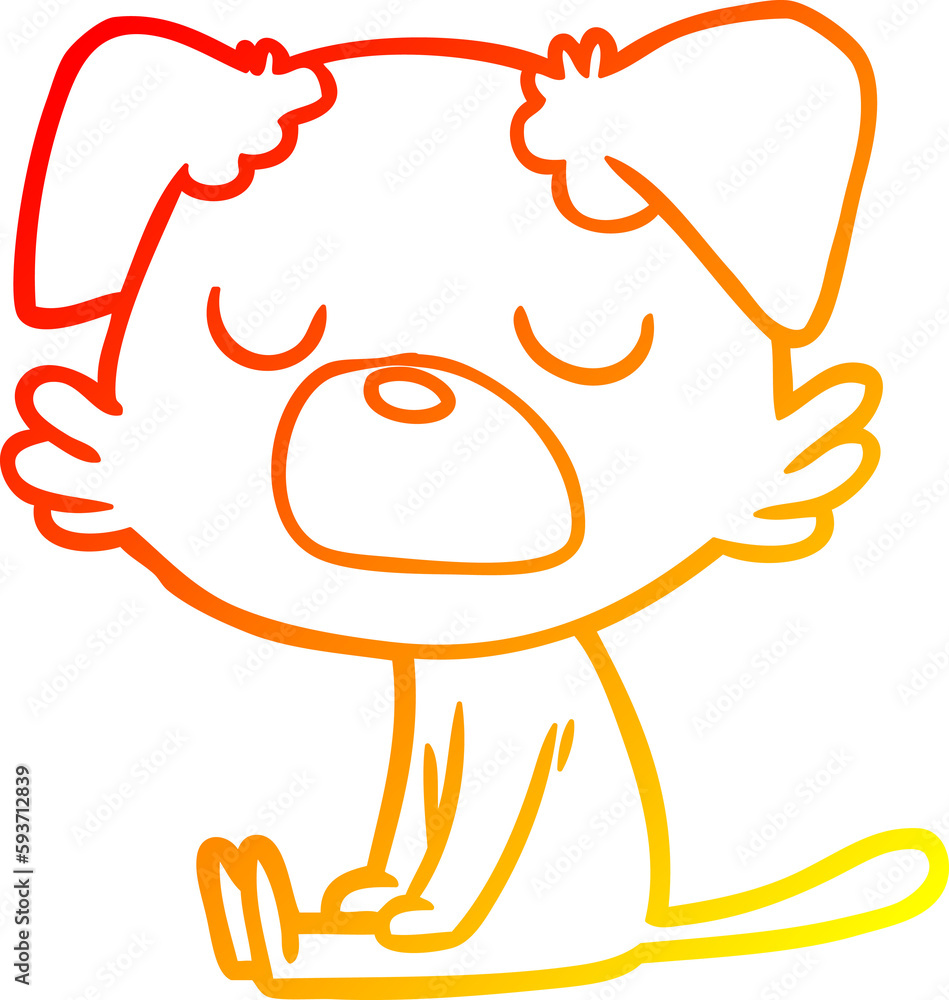 warm gradient line drawing cartoon dog warm gradient line drawing cartoon dog