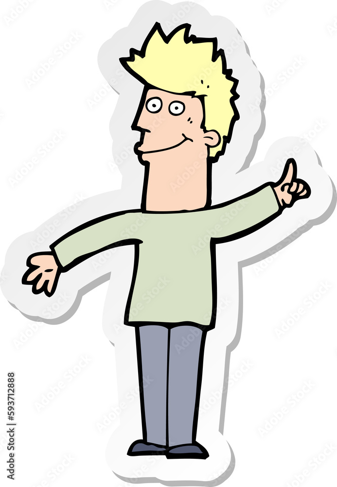 sticker of a cartoon man with idea sticker of a cartoon man with idea