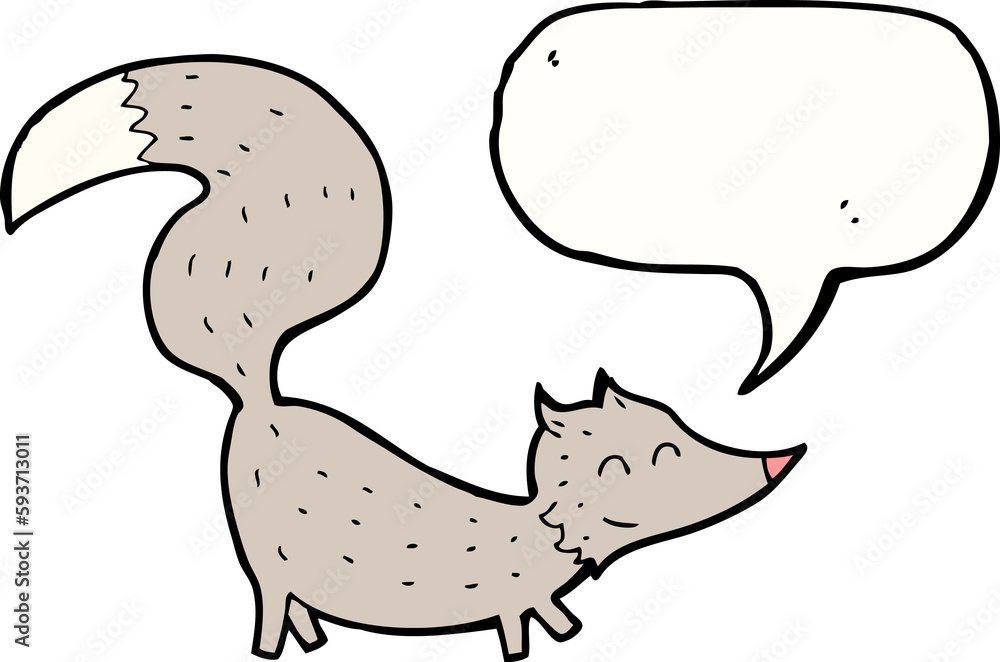 cartoon little wolf with speech bubble cartoon little wolf with speech bubble