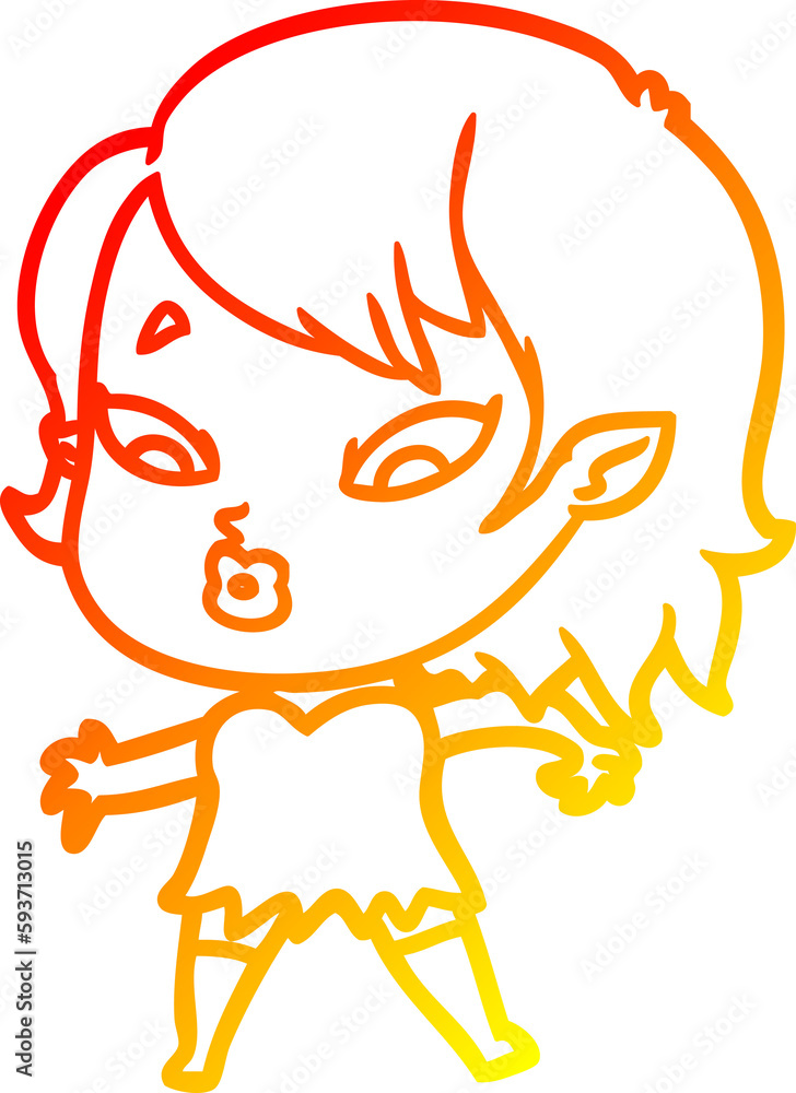 warm gradient line drawing cute cartoon vampire girl warm gradient line drawing cute cartoon vampire girl