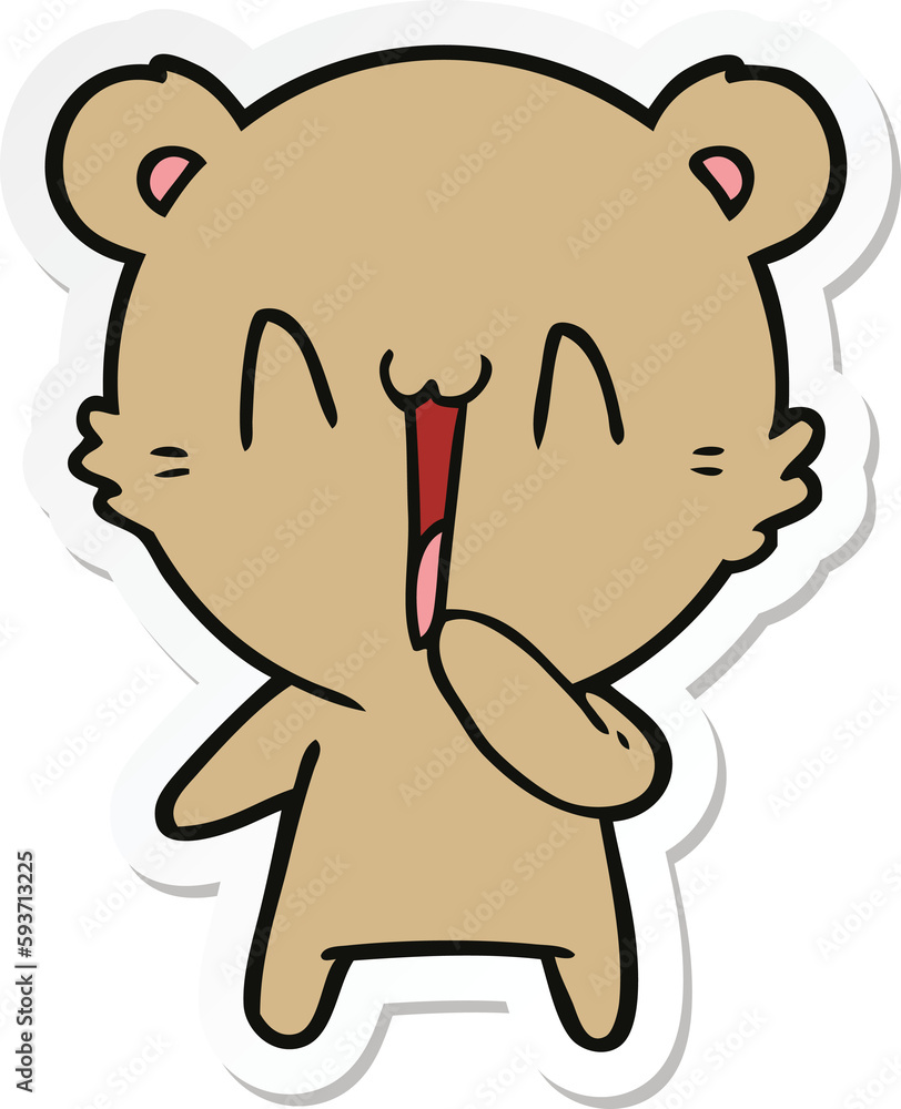 sticker of a happy bear cartoon sticker of a happy bear cartoon