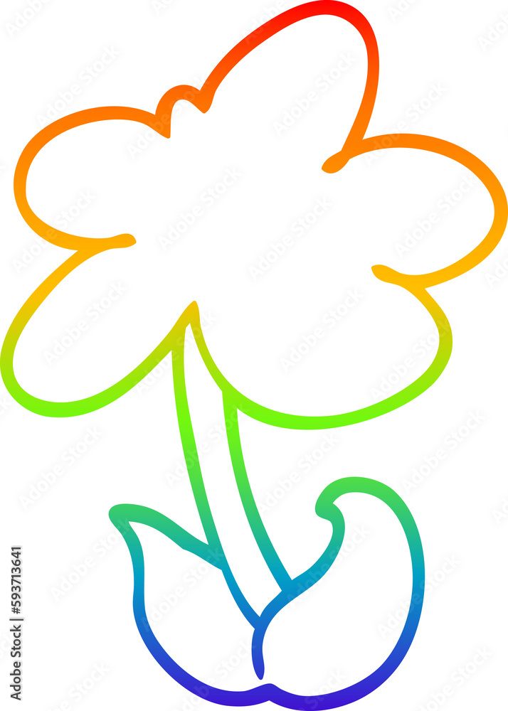 Fototapeta premium rainbow gradient line drawing cute cartoon flower
