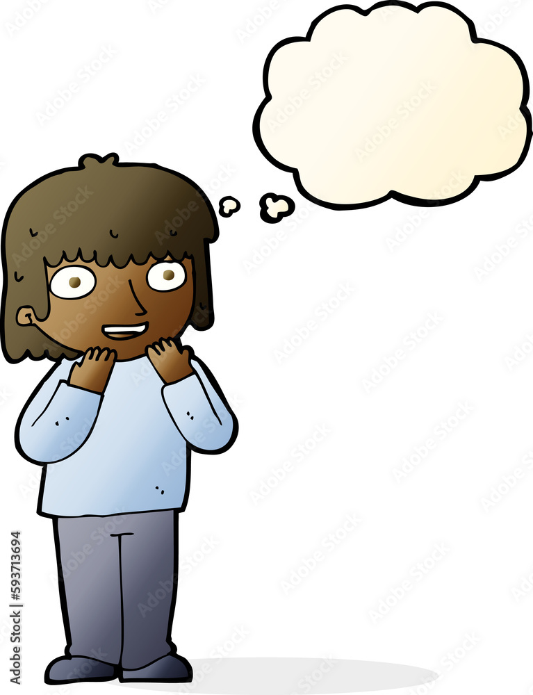 cartoon excited person with thought bubble cartoon excited person with thought bubble