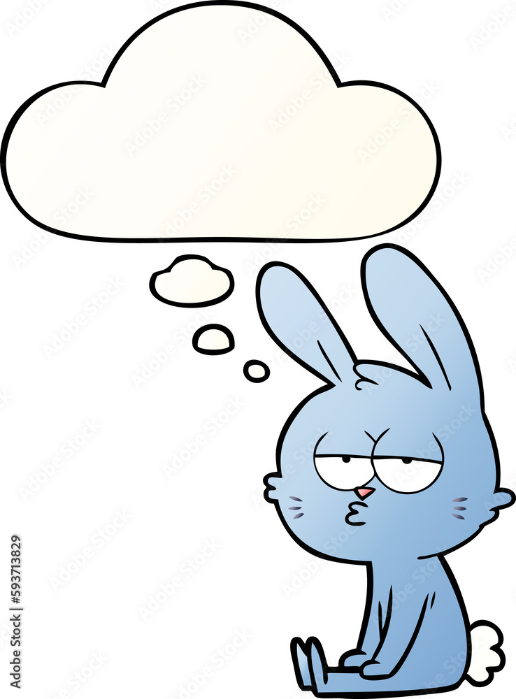 cute cartoon rabbit and thought bubble in smooth gradient style cute cartoon rabbit and thought bubble in smooth gradient style