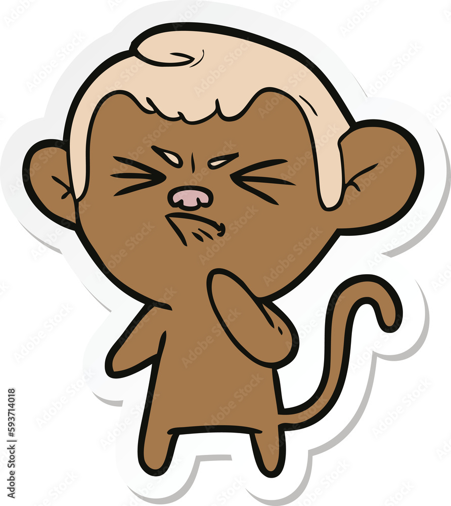 sticker of a cartoon angry monkey sticker of a cartoon angry monkey