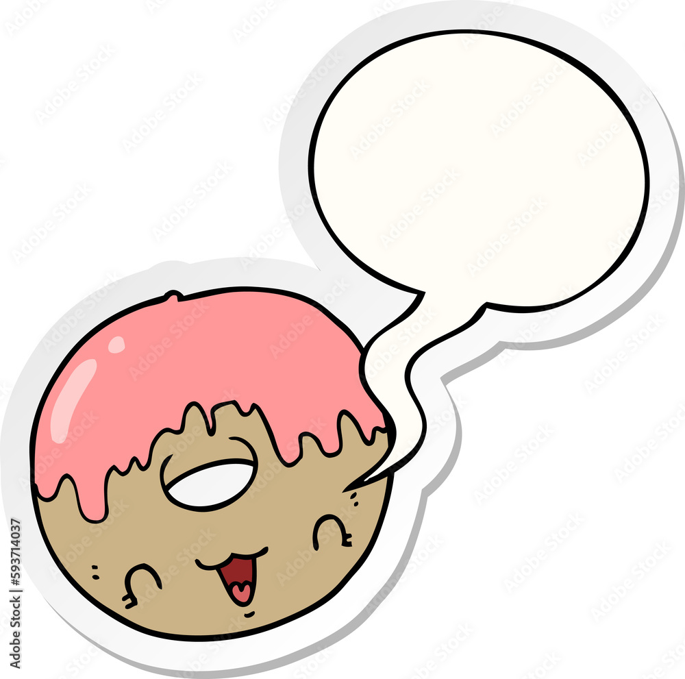 cute cartoon donut and speech bubble sticker cute cartoon donut and speech bubble sticker
