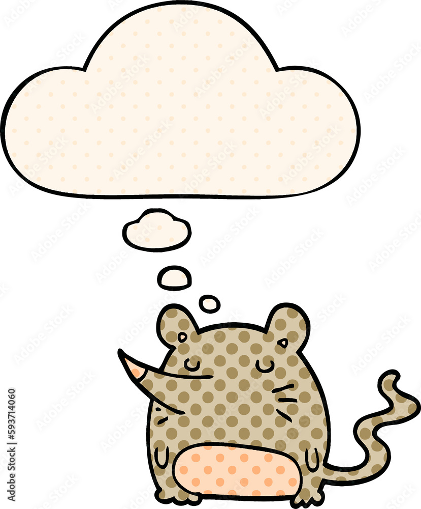 cartoon mouse and thought bubble in comic book style cartoon mouse and thought bubble in comic book style