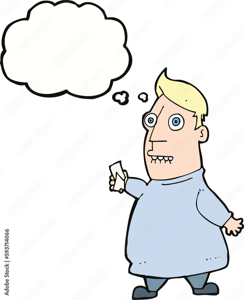 cartoon nervous man with tickets with thought bubble cartoon nervous man with tickets with thought bubble