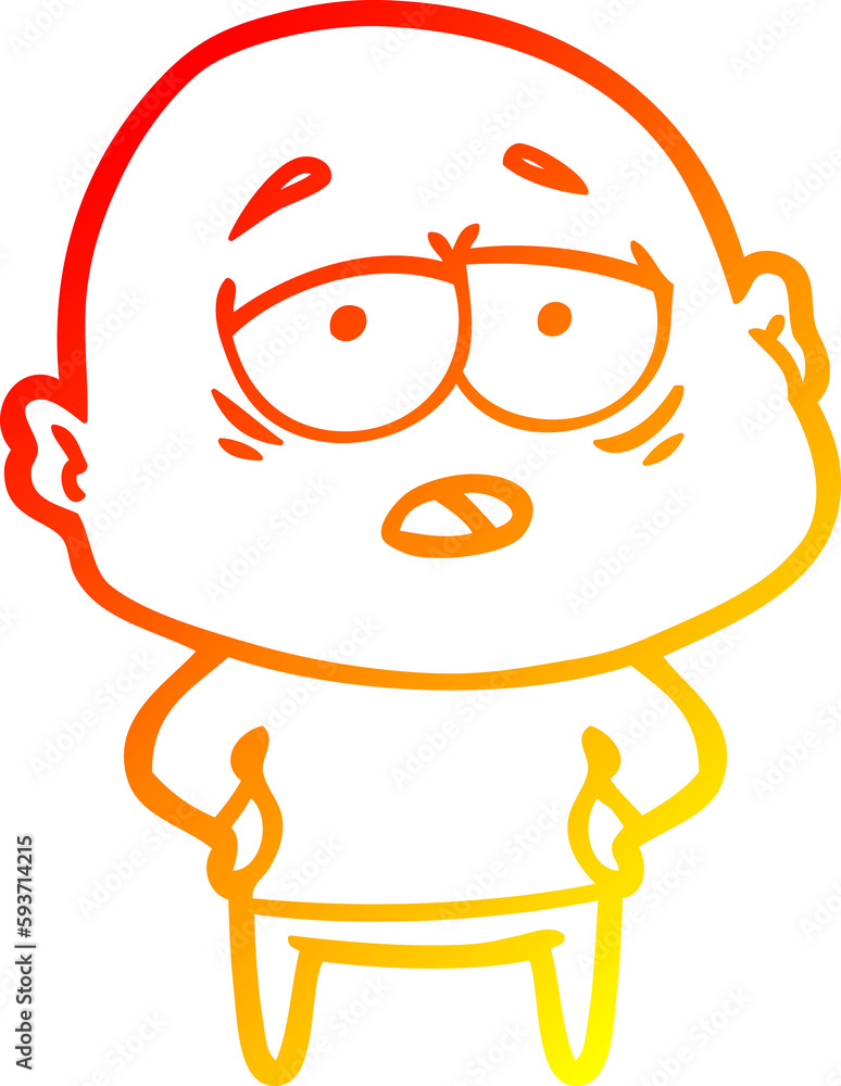 warm gradient line drawing cartoon tired bald man warm gradient line drawing cartoon tired bald man