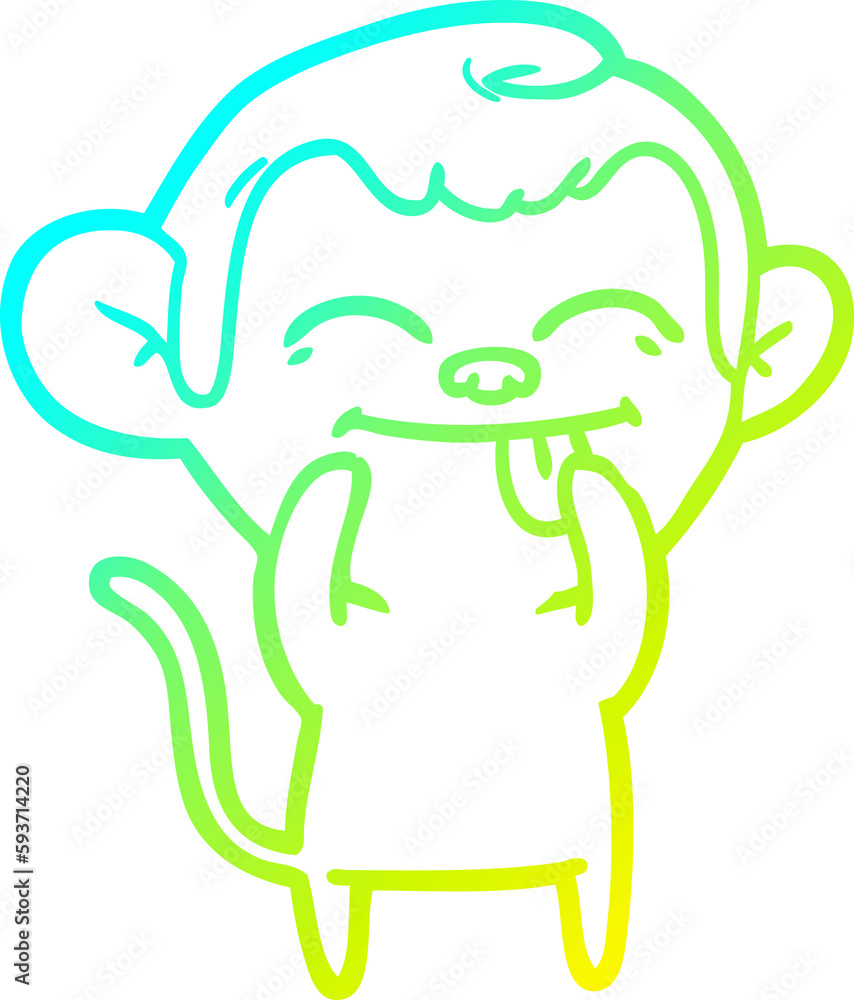cold gradient line drawing funny cartoon monkey cold gradient line drawing funny cartoon monkey