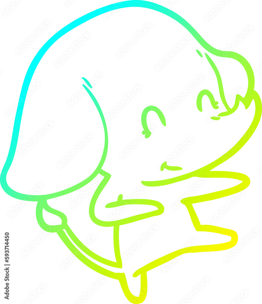 cold gradient line drawing cute cartoon elephant cold gradient line drawing cute cartoon elephant