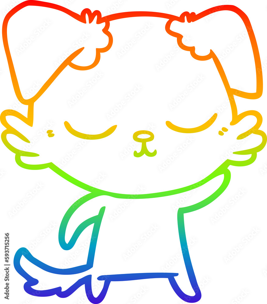 Fototapeta premium rainbow gradient line drawing cute cartoon dog