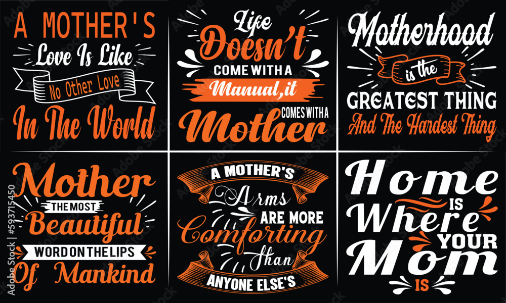 Mother's Day Typography T shirt Design Bundle