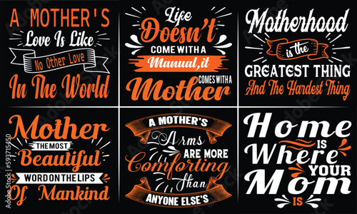 Mother's Day Typography T shirt Design Bundle