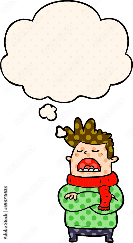 cartoon obnoxious man and thought bubble in comic book style cartoon obnoxious man and thought bubble in comic book style