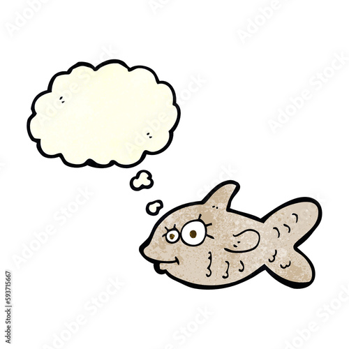 cartoon happy goldfish with thought bubble