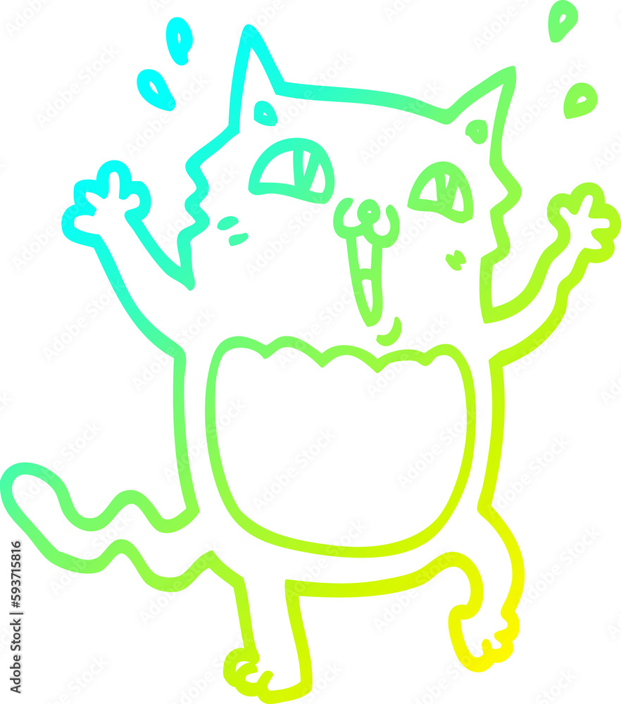 cold gradient line drawing cartoon crazy excited cat cold gradient line drawing cartoon crazy excited cat