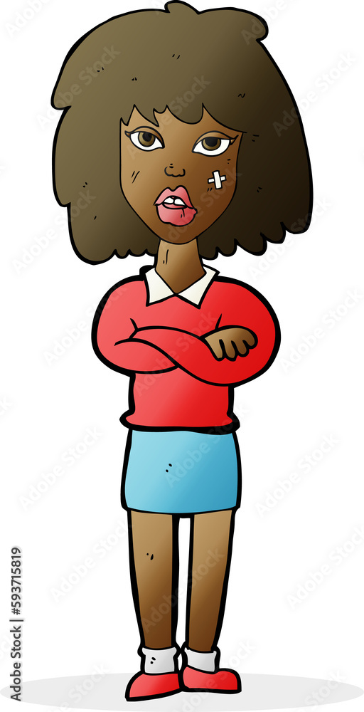 cartoon tough woman with folded arms cartoon tough woman with folded arms
