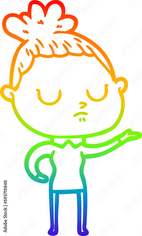 rainbow gradient line drawing cartoon calm woman rainbow gradient line drawing cartoon calm woman