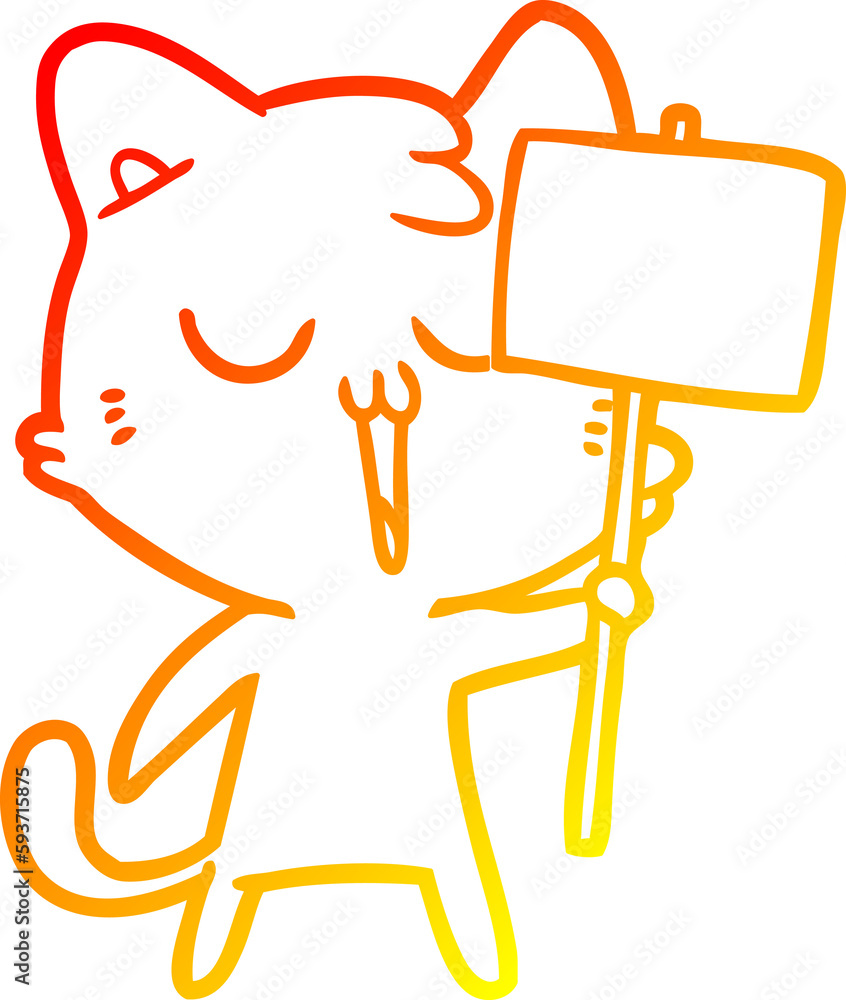 warm gradient line drawing cartoon cat warm gradient line drawing cartoon cat