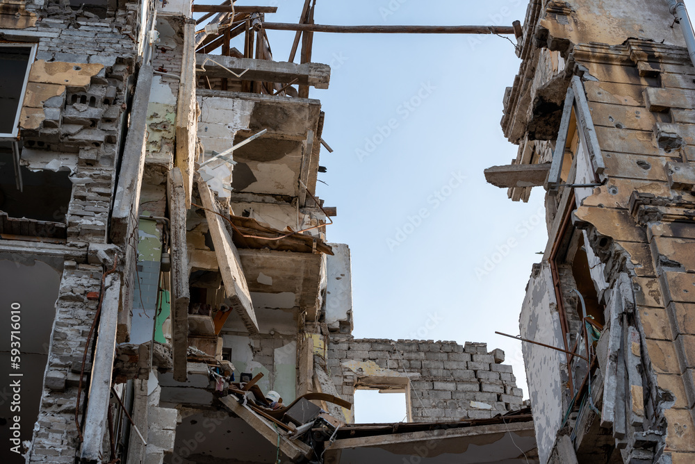 destroyed and burned houses in the city Russia Ukraine war destroyed and burned houses in the city Russia Ukraine war