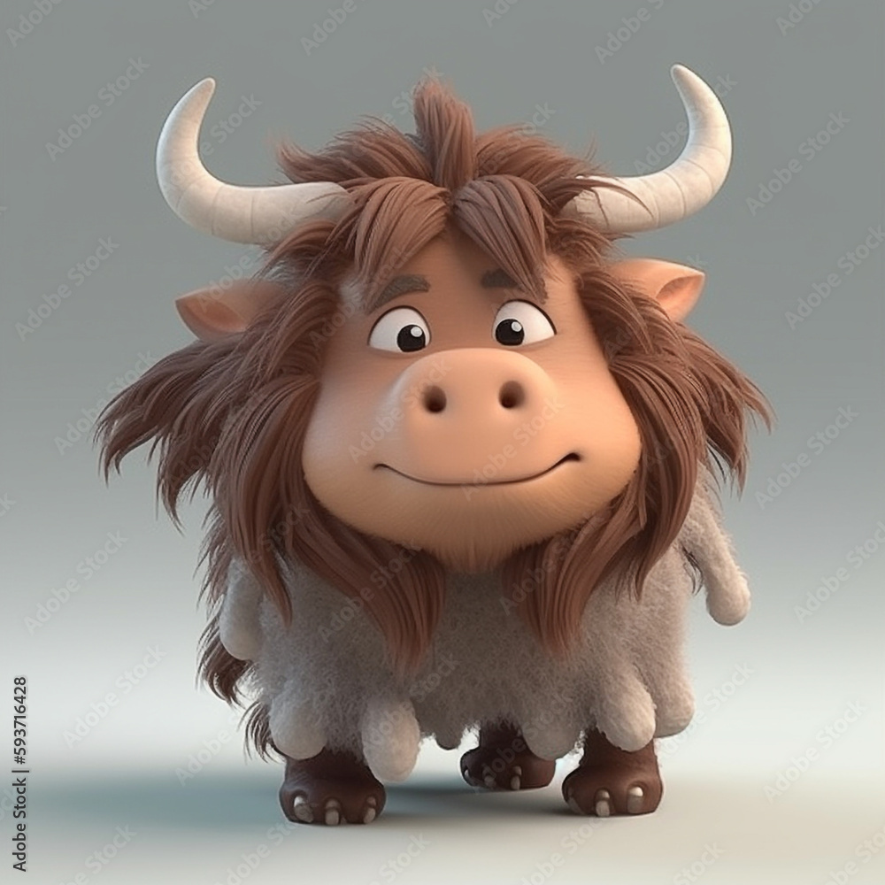 Bull cartoon, Bull illustrated character, Bull 2D character, Cute Bull cartoon, Bull character